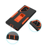 For Samsung Galaxy S22 Ultra 5G Magnetic Holder Phone Case(Black + Orange)