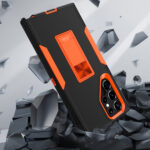 For Samsung Galaxy S22 Ultra 5G Magnetic Holder Phone Case(Black + Orange)