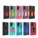 For Samsung Galaxy S22 Ultra 5G Magnetic Holder Phone Case(Black + Orange)