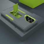 For Samsung Galaxy S22 Ultra 5G Magnetic Holder Phone Case(Dark Grey + Green)