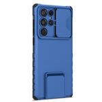 For Samsung Galaxy S22 Ultra 5G Stereoscopic Holder Sliding Camshield Phone Case(Blue)