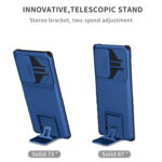 For Samsung Galaxy S22 Ultra 5G Stereoscopic Holder Sliding Camshield Phone Case(Blue)