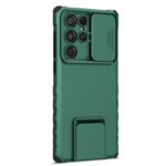 For Samsung Galaxy S22 Ultra 5G Stereoscopic Holder Sliding Camshield Phone Case(Green)