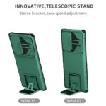 For Samsung Galaxy S22 Ultra 5G Stereoscopic Holder Sliding Camshield Phone Case(Green)