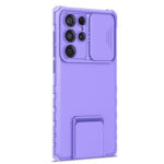 For Samsung Galaxy S22 Ultra 5G Stereoscopic Holder Sliding Camshield Phone Case(Purple)