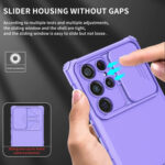 For Samsung Galaxy S22 Ultra 5G Stereoscopic Holder Sliding Camshield Phone Case(Purple)