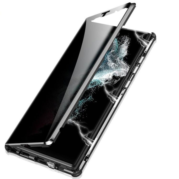 For Samsung Galaxy S22 Ultra 5G Anti-peeping Magnetic Double-sided Tempered Glass Phone Case(Silver)