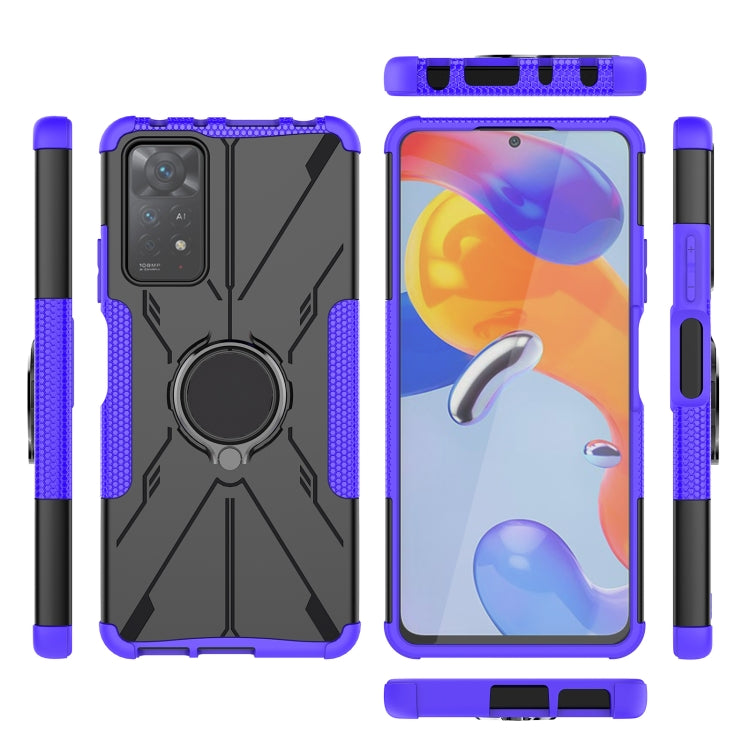 For Xiaomi Redmi Note 11 Pro 5G Armor Bear Shockproof PC + TPU Phone Case with Ring(Purple)