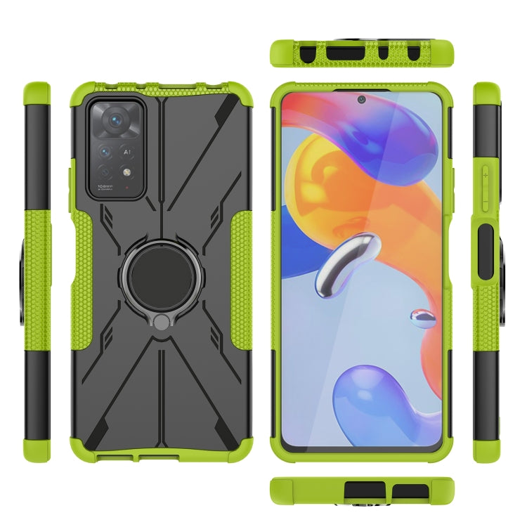 For Xiaomi Redmi Note 11 Pro 5G Armor Bear Shockproof PC + TPU Phone Case with Ring(Green)