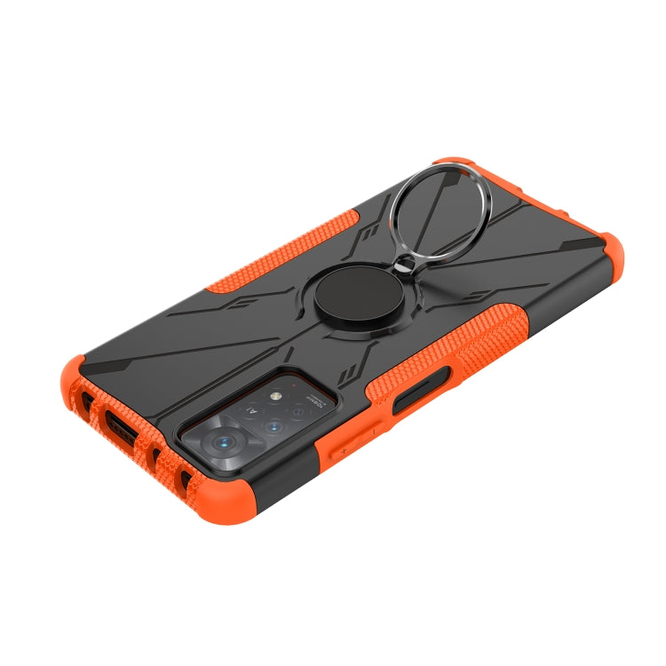 For Xiaomi Redmi Note 11 Pro 5G Armor Bear Shockproof PC + TPU Phone Case with Ring(Orange)