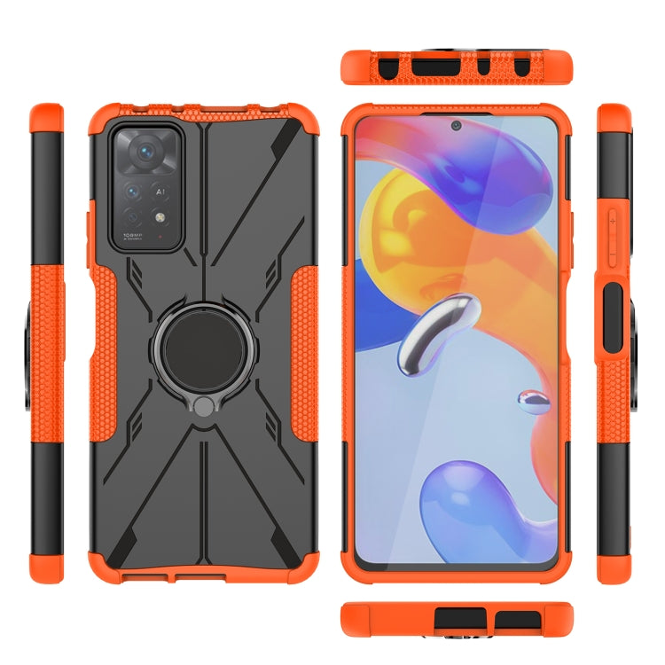 For Xiaomi Redmi Note 11 Pro 5G Armor Bear Shockproof PC + TPU Phone Case with Ring(Orange)