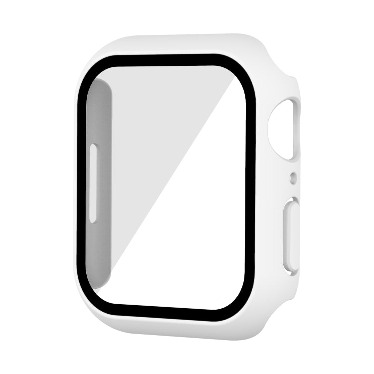 Waterproof PC+Tempered Film Watch Case For Apple Watch Series 8 / 7 41mm(White)