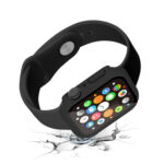 Waterproof PC+Tempered Film Watch Case For Apple Watch Series 8 / 7 41mm(Black)