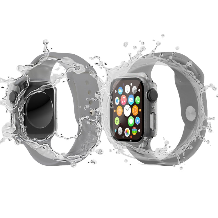 Waterproof PC+Tempered Film Watch Case For Apple Watch Series 8 / 7 41mm(Frosted Transparent)