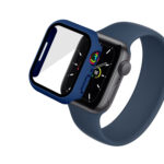 Waterproof PC+Tempered Film Watch Case For Apple Watch Series 8 / 7 41mm(Dark Blue)