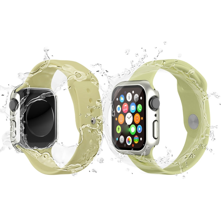 Waterproof PC+Tempered Film Watch Case For Apple Watch Series 8 / 7 41mm(Starlight Silver)