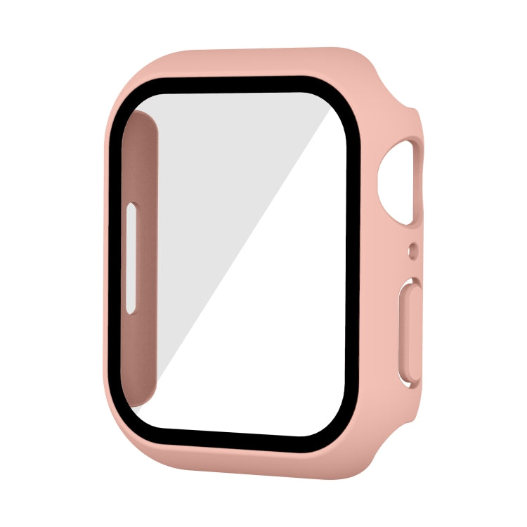 Waterproof PC+Tempered Film Watch Case For Apple Watch Series 8 / 7 45mm(Pink)