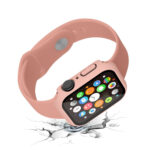 Waterproof PC+Tempered Film Watch Case For Apple Watch Series 8 / 7 45mm(Pink)