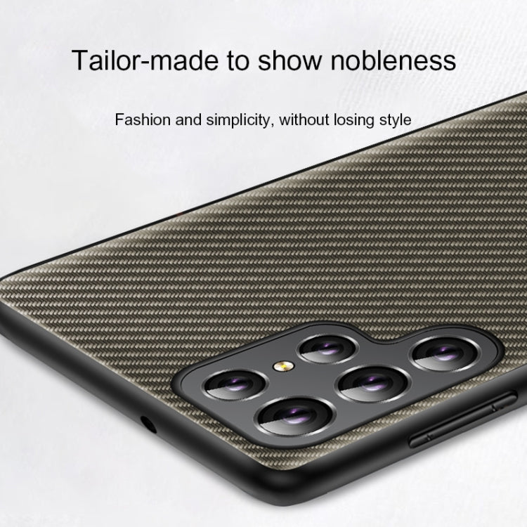 For Samsung Galaxy S22 Ultra 5G Ultra-thin Carbon Fiber Texture Printing Phone Case(Gold)