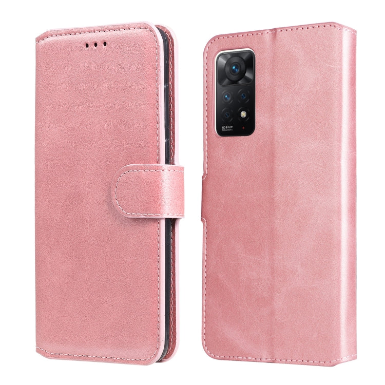 For Xiaomi Redmi Note 11 Pro 4G / 5G Classic Calf Texture Flip Leather Case(Rose Gold)