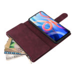 For Xiaomi Redmi Note 11 China Multifunctional Frosted Zipper Wallet Leather Phone Case(Wine Red)