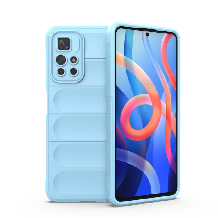 For Xiaomi Redmi Note 11 5G Chinese Version Magic Shield TPU + Flannel Phone Case(Light Blue)