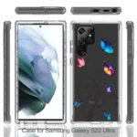 For Samsung Galaxy S22 Ultra 5G PC+TPU Transparent Painted Phone Case(Tree Butterflies)