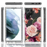 For Samsung Galaxy S22 Ultra 5G PC+TPU Transparent Painted Phone Case(Purple Floral)