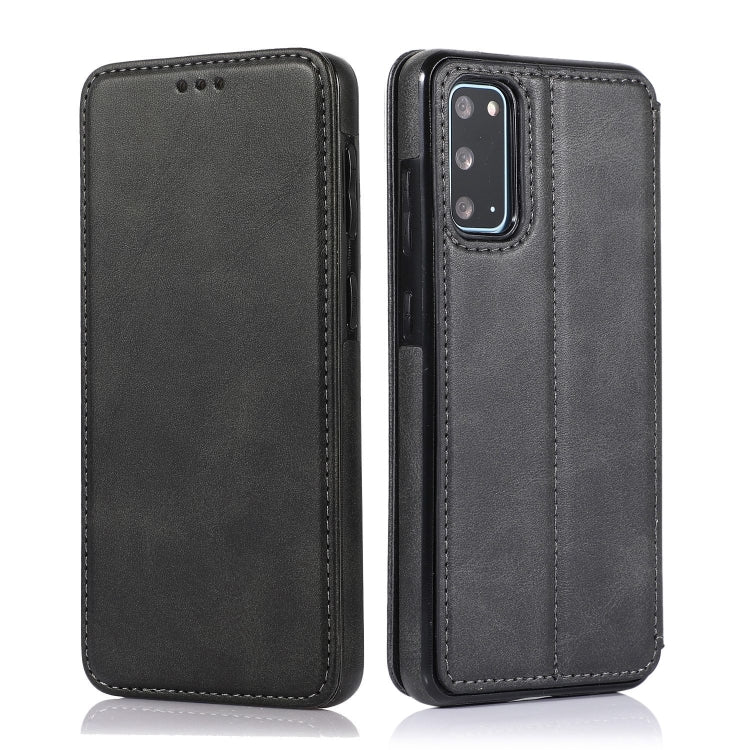 For Samsung Galaxy S20 Knight Magnetic Suction Leather Phone Case(Black)