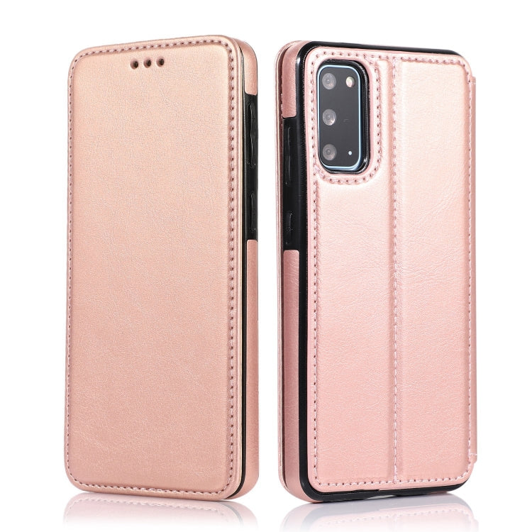 For Samsung Galaxy S20 Knight Magnetic Suction Leather Phone Case(Rose Gold)