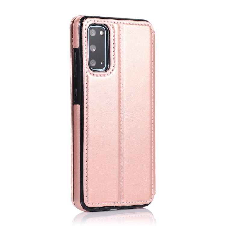 For Samsung Galaxy S20 Knight Magnetic Suction Leather Phone Case(Rose Gold)