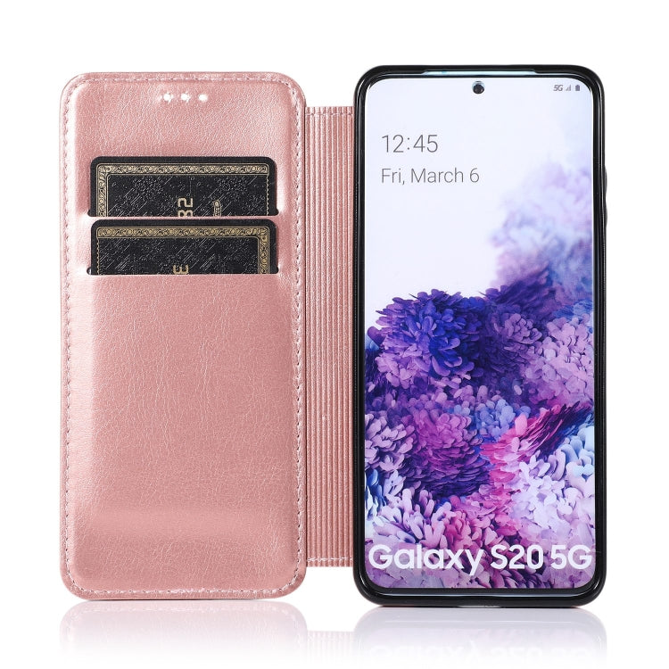 For Samsung Galaxy S20 Knight Magnetic Suction Leather Phone Case(Rose Gold)