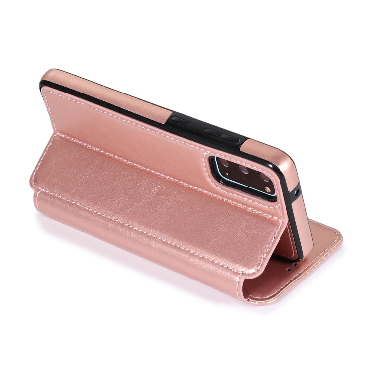 For Samsung Galaxy S20 Knight Magnetic Suction Leather Phone Case(Rose Gold)