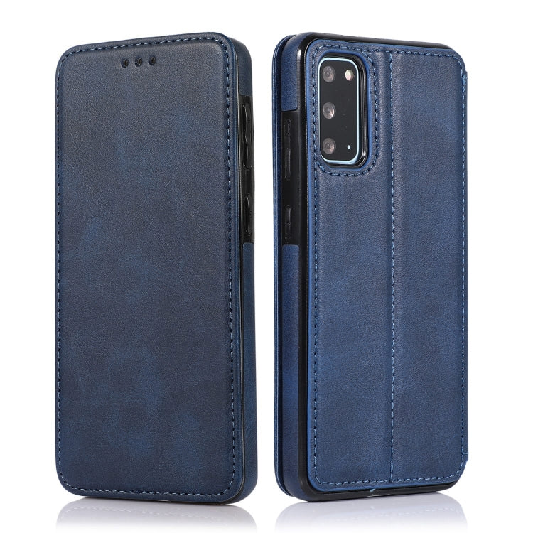 For Samsung Galaxy S20 Knight Magnetic Suction Leather Phone Case(Blue)