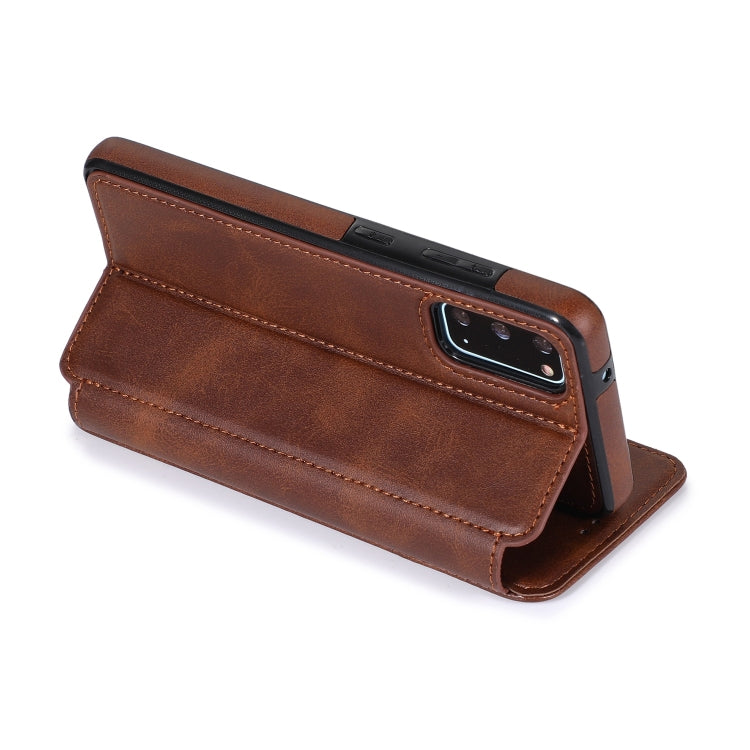 For Samsung Galaxy S20 Knight Magnetic Suction Leather Phone Case(Brown)