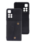 For Xiaomi Redmi Note 11 5G Chinese Double Buckle PU + TPU Shockproof Magnetic Phone Case(Black)