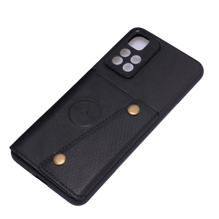 For Xiaomi Redmi Note 11 5G Chinese Double Buckle PU + TPU Shockproof Magnetic Phone Case(Black)