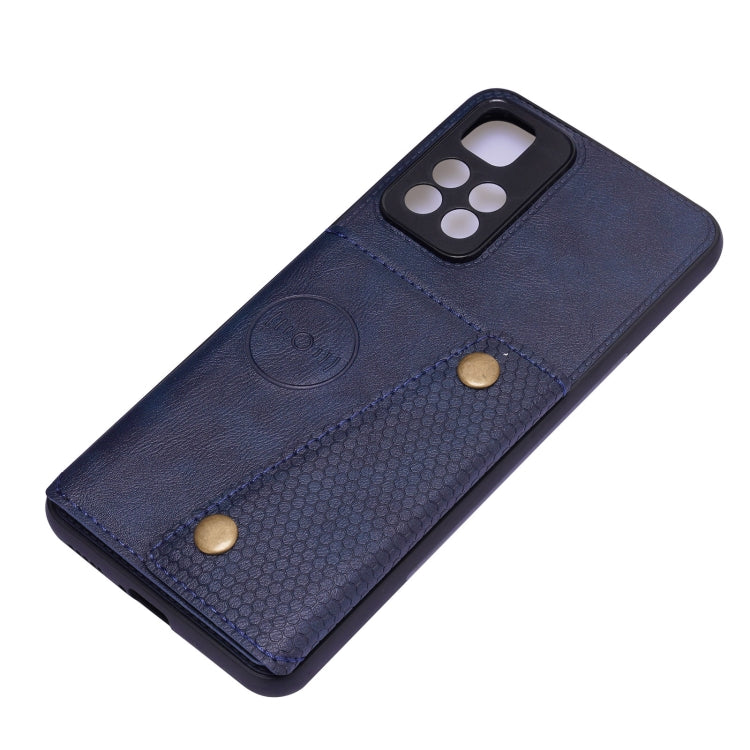 For Xiaomi Redmi Note 11 5G Chinese Double Buckle PU + TPU Shockproof Magnetic Phone Case(Blue)