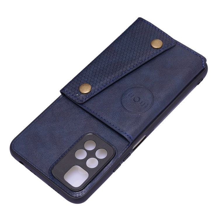 For Xiaomi Redmi Note 11 5G Chinese Double Buckle PU + TPU Shockproof Magnetic Phone Case(Blue)