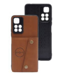 For Xiaomi Redmi Note 11 5G Chinese Double Buckle PU + TPU Shockproof Magnetic Phone Case(Brown)