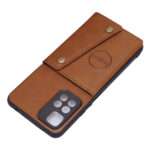 For Xiaomi Redmi Note 11 5G Chinese Double Buckle PU + TPU Shockproof Magnetic Phone Case(Brown)