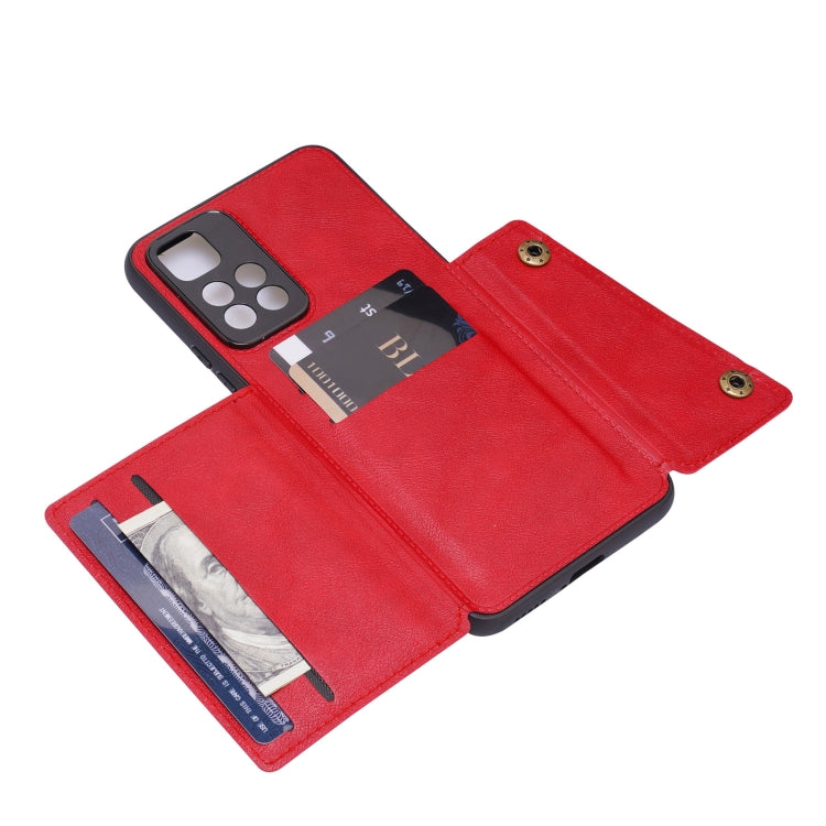 For Xiaomi Redmi Note 11 5G Chinese Double Buckle PU + TPU Shockproof Magnetic Phone Case(Red)