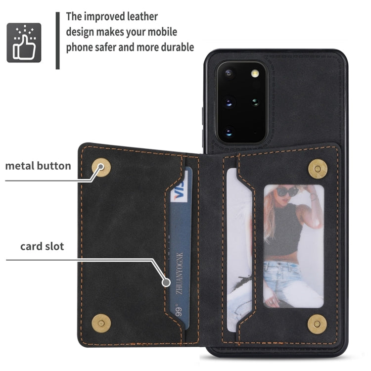 For Samsung Galaxy S20 Zipper Card Holder Phone Case(Black)