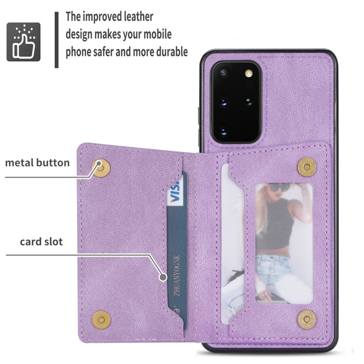 For Samsung Galaxy S20 Zipper Card Holder Phone Case(Purple)