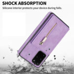 For Samsung Galaxy S20 Zipper Card Holder Phone Case(Purple)