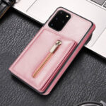 For Samsung Galaxy S20 Zipper Card Holder Phone Case(Rose Gold)