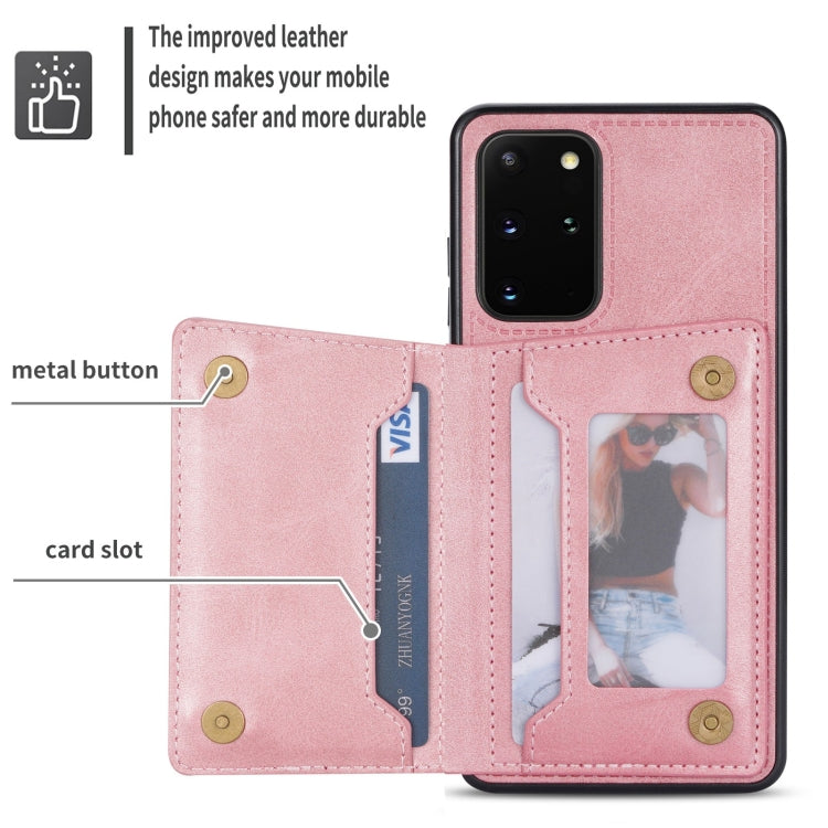 For Samsung Galaxy S20 Zipper Card Holder Phone Case(Rose Gold)