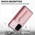 For Samsung Galaxy S20 Zipper Card Holder Phone Case(Rose Gold)