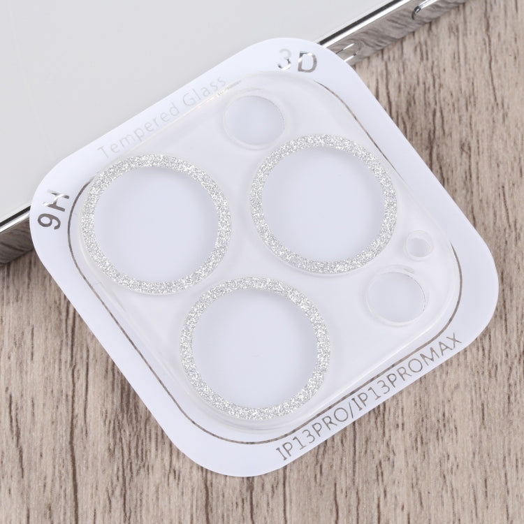 For iPhone 13 Pro / 13 Pro Max Glitter Ring Tempered Glass Camera Lens Film (Silver)