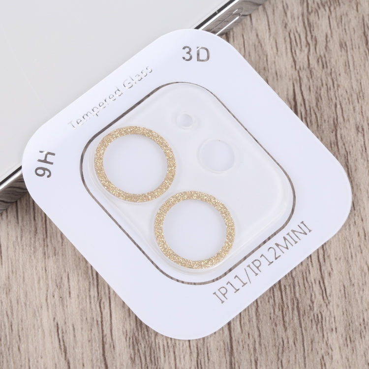 For iPhone 12 mini  / 11 Glitter Ring Tempered Glass Camera Lens Film(Gold)